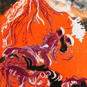 Beginnings:  To be.  260 x 430 mm. Monotype on recycled paper.   Artist: Ocky (OA0006)