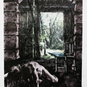 Portals 11: Breaking free. Dry point etching and frottage on recycled paper. Limited edition print of 10. 450 x 300 mm. Framed. Artist: Ocky. (OA0034)